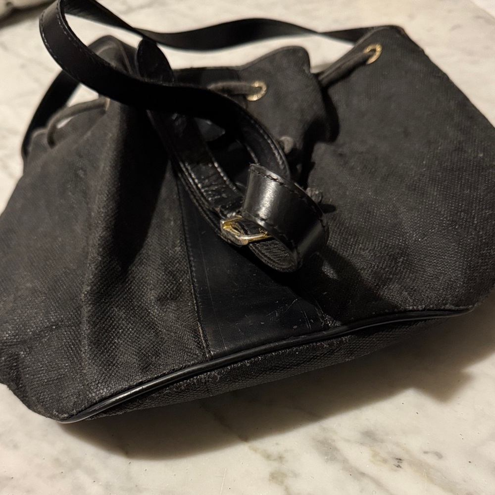 Fendi Black Canvas and Leather Drawstring Shoulder Bag - Picture 13 of 14